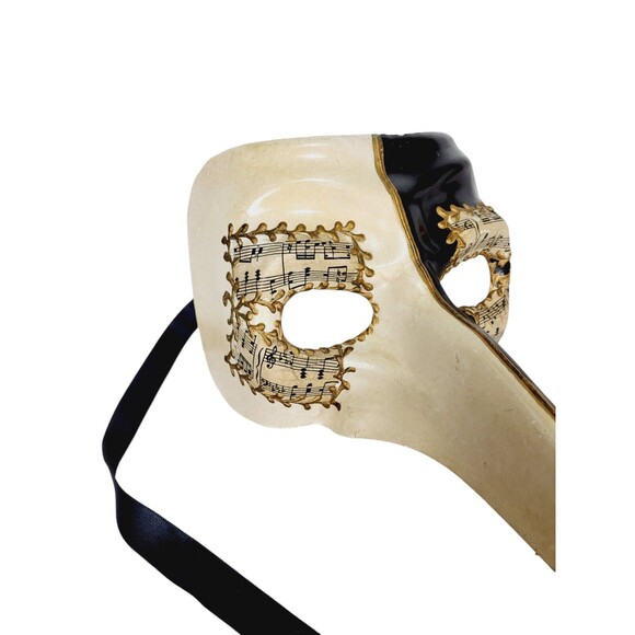 Vintage Long Nose 24kt Gold Sheet Music Venezia Italy Masquerade Face Mask - Picture 4 of 11